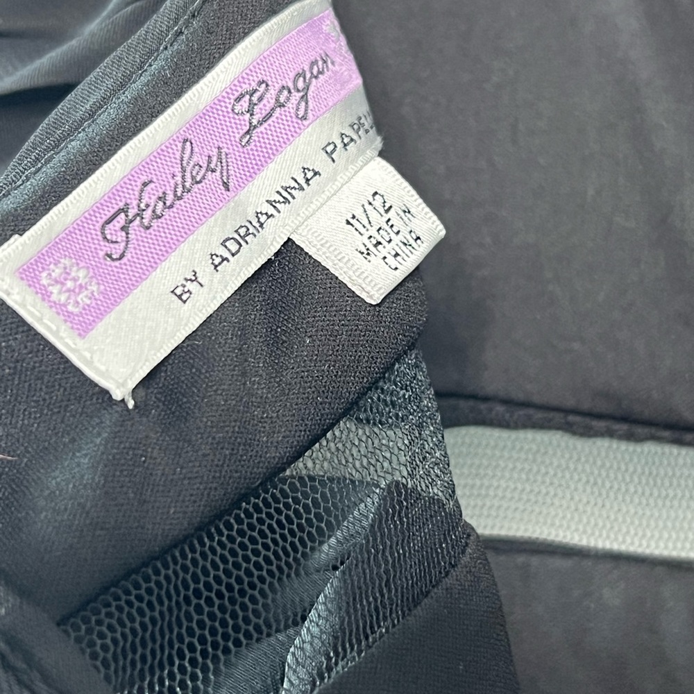 Hailey Logan Adrianna Papell Cocktail Black Mini Dress Spaghetti Straps Sz 11/12 - Picture 9 of 13